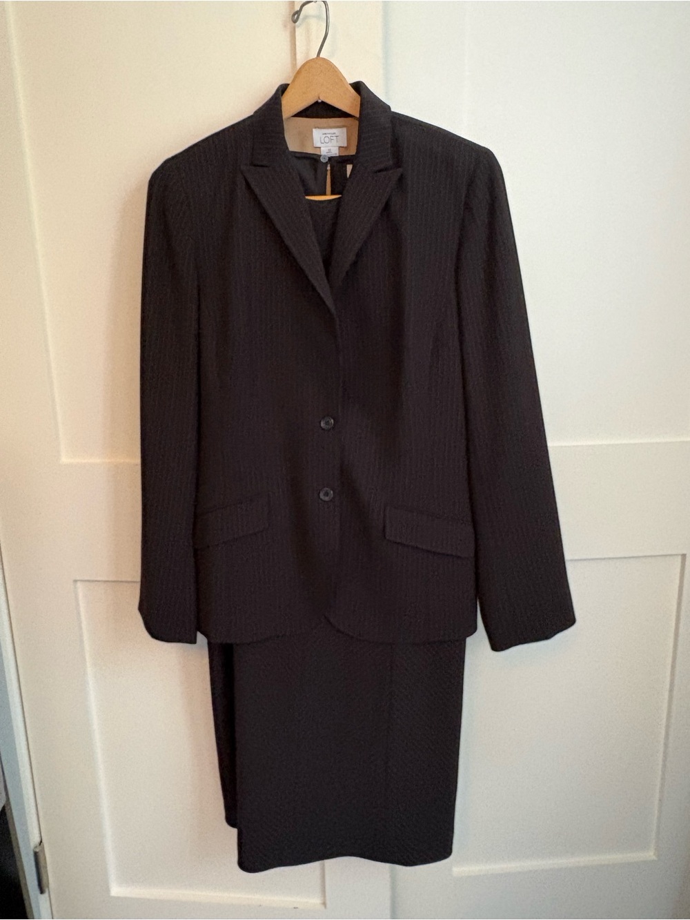 Ann Taylor LOFT Women's Black Pinstripe Skirt Suit